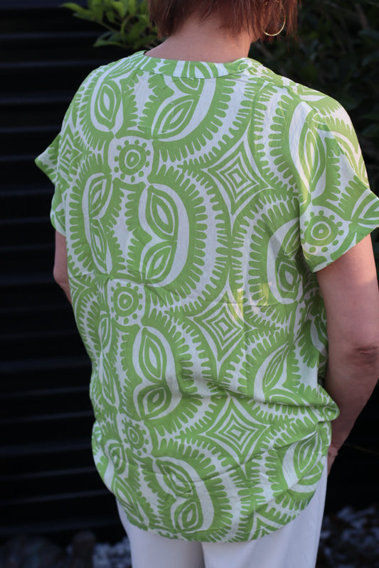 Print V-Neck Top