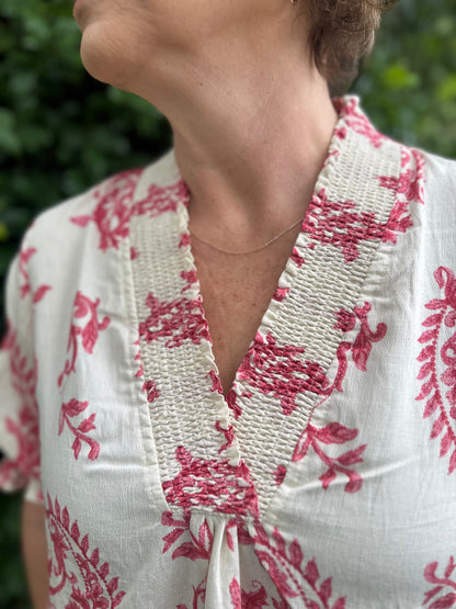 Willow Vine Ruffle Trim Blouse