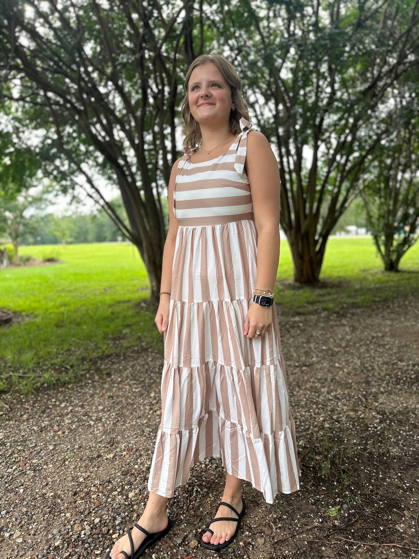 Striped Sleeveless Maxi Dress