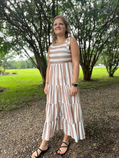 Striped Sleeveless Maxi Dress