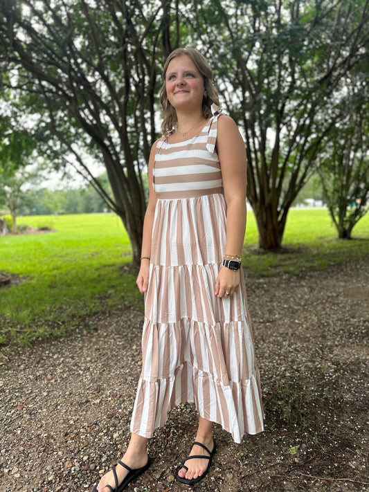 Striped Sleeveless Maxi Dress