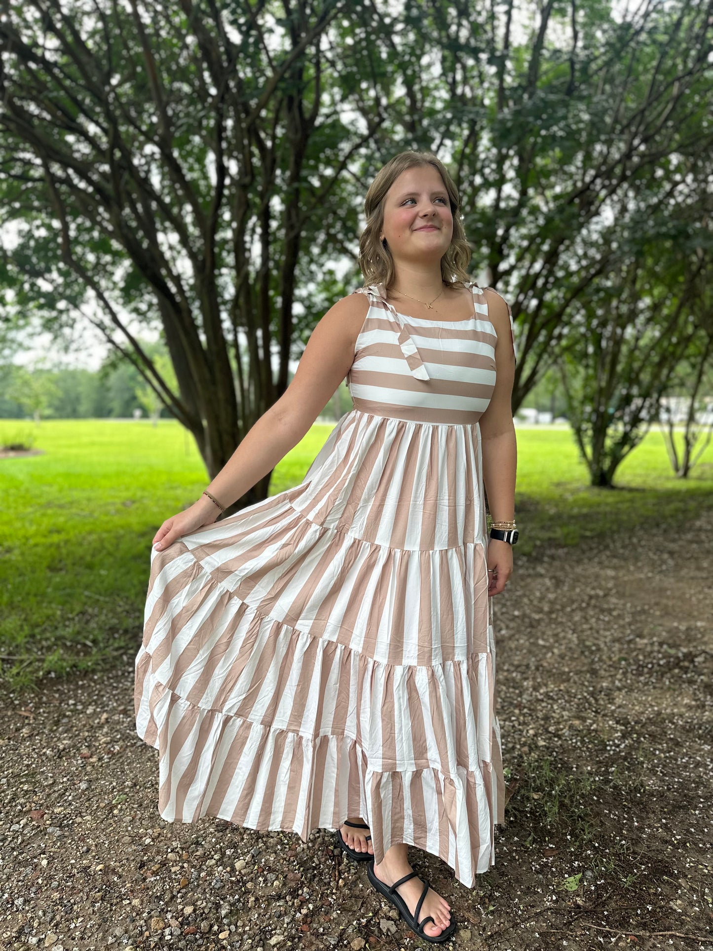 Striped Sleeveless Maxi Dress