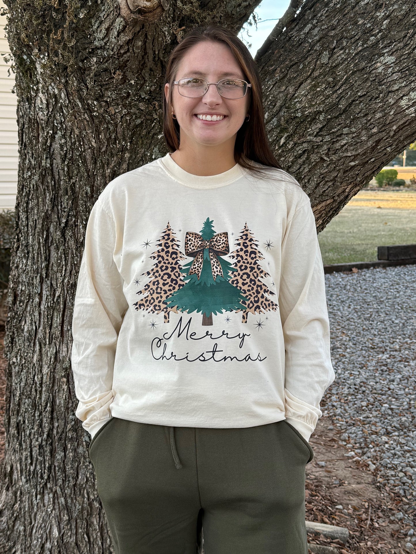 Leopard and Green Christmas Tree Shirt