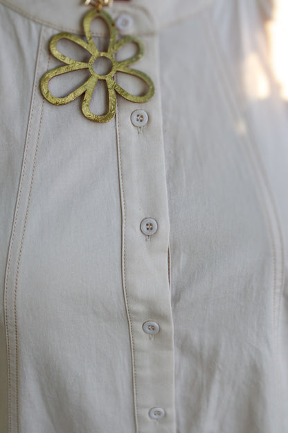 Ivory Cotton U-neck Dress