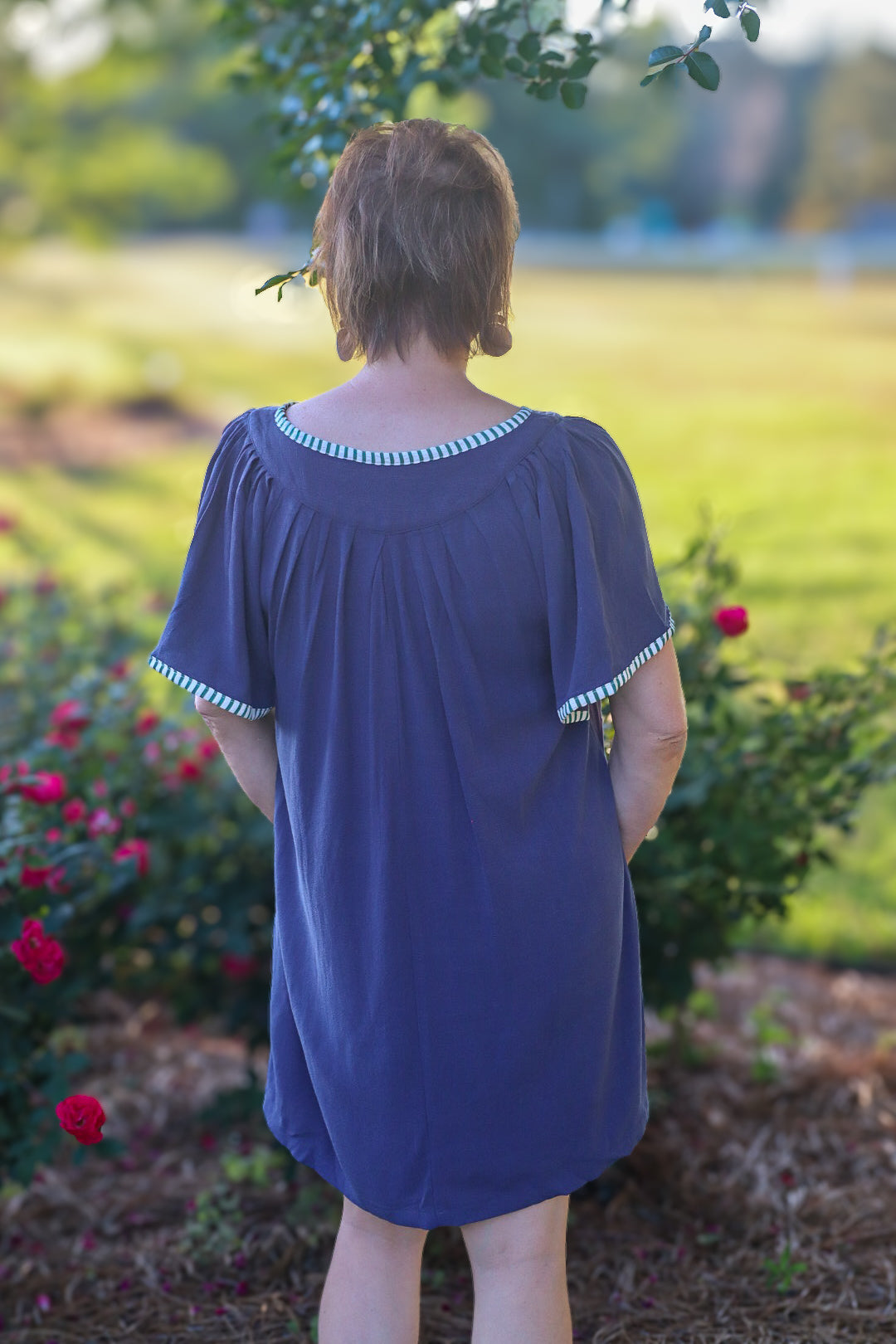 Linen Trim Tunic Dress