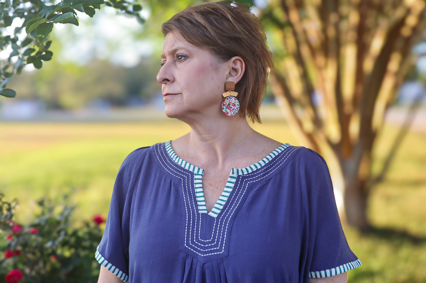Linen Trim Tunic Dress