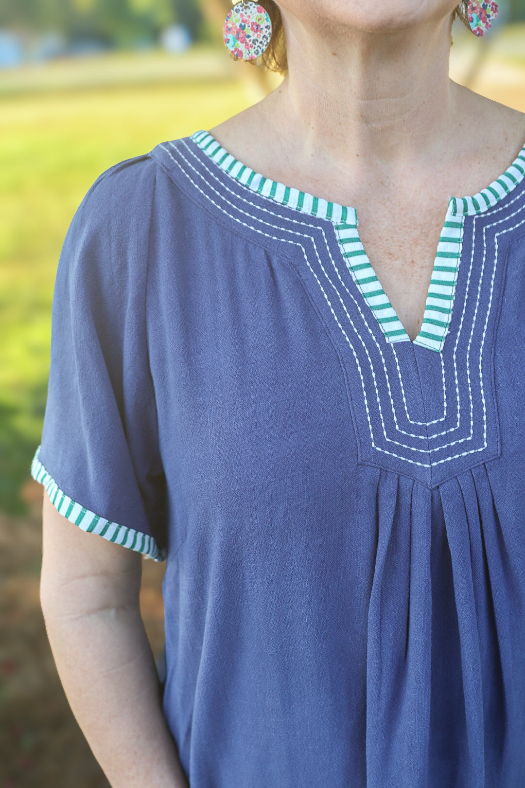 Linen Trim Tunic Dress