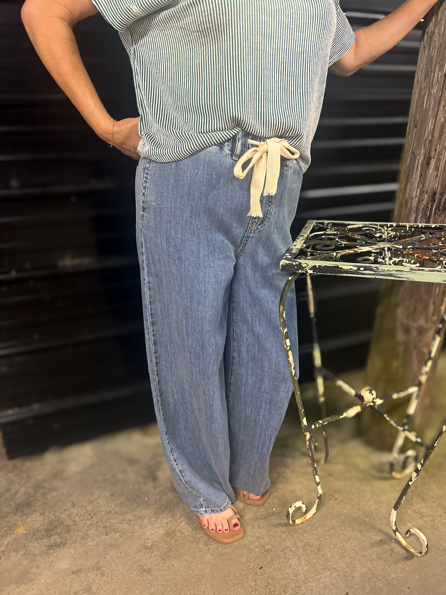 Drawstring Denim Pants