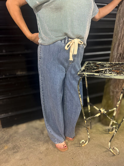 Drawstring Denim Pants
