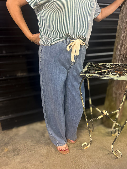 Drawstring Denim Pants
