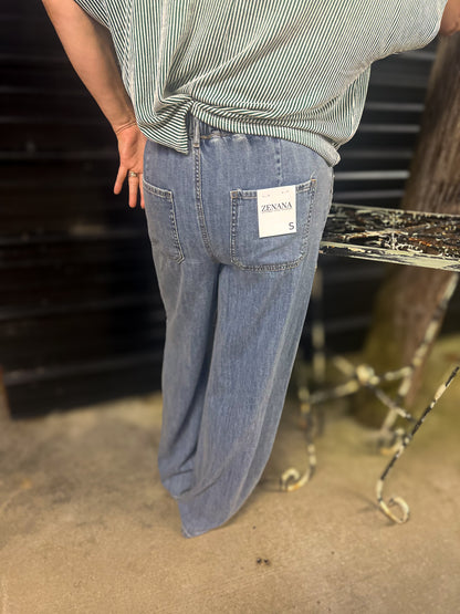 Drawstring Denim Pants