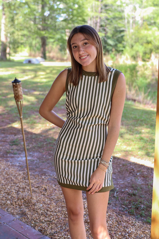 Stripe Sleeveless Mini Dress