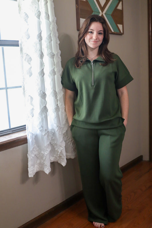 Scuba High Neck Half Zip Top & Pants Set