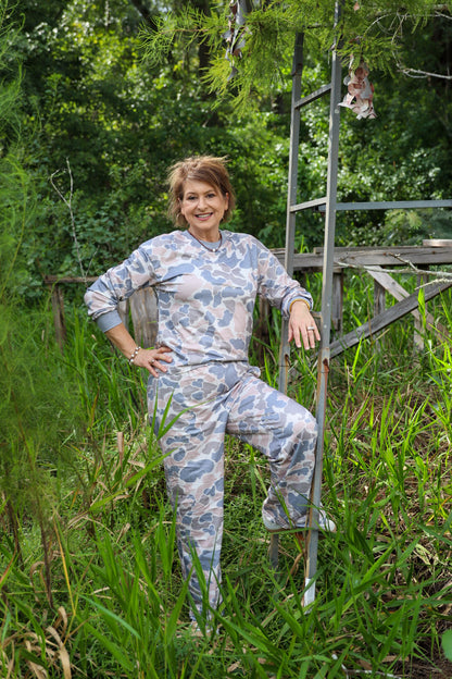 Camouflage Print Long Sleeve Top and Pants Set