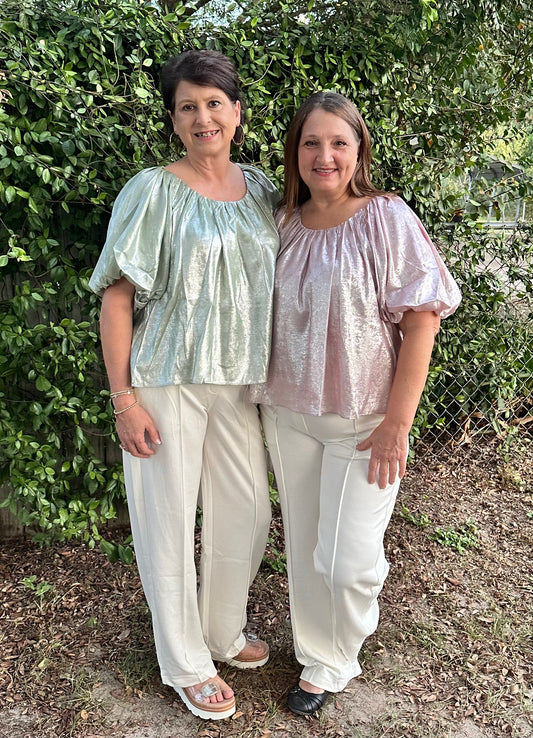 Metallic Scoop Neck Top